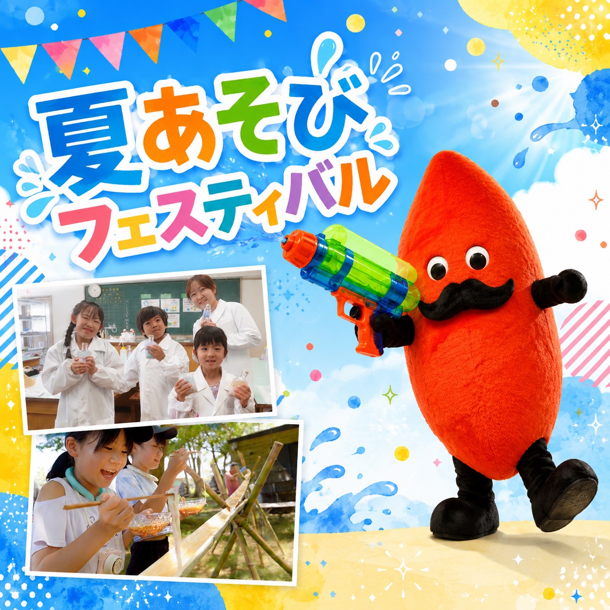 全長16mの巨大流しそうめんに水遊びも!夏あそびフェスティバル 全長16mの巨大流しそうめんに水遊びも!夏あそびフェスティバル